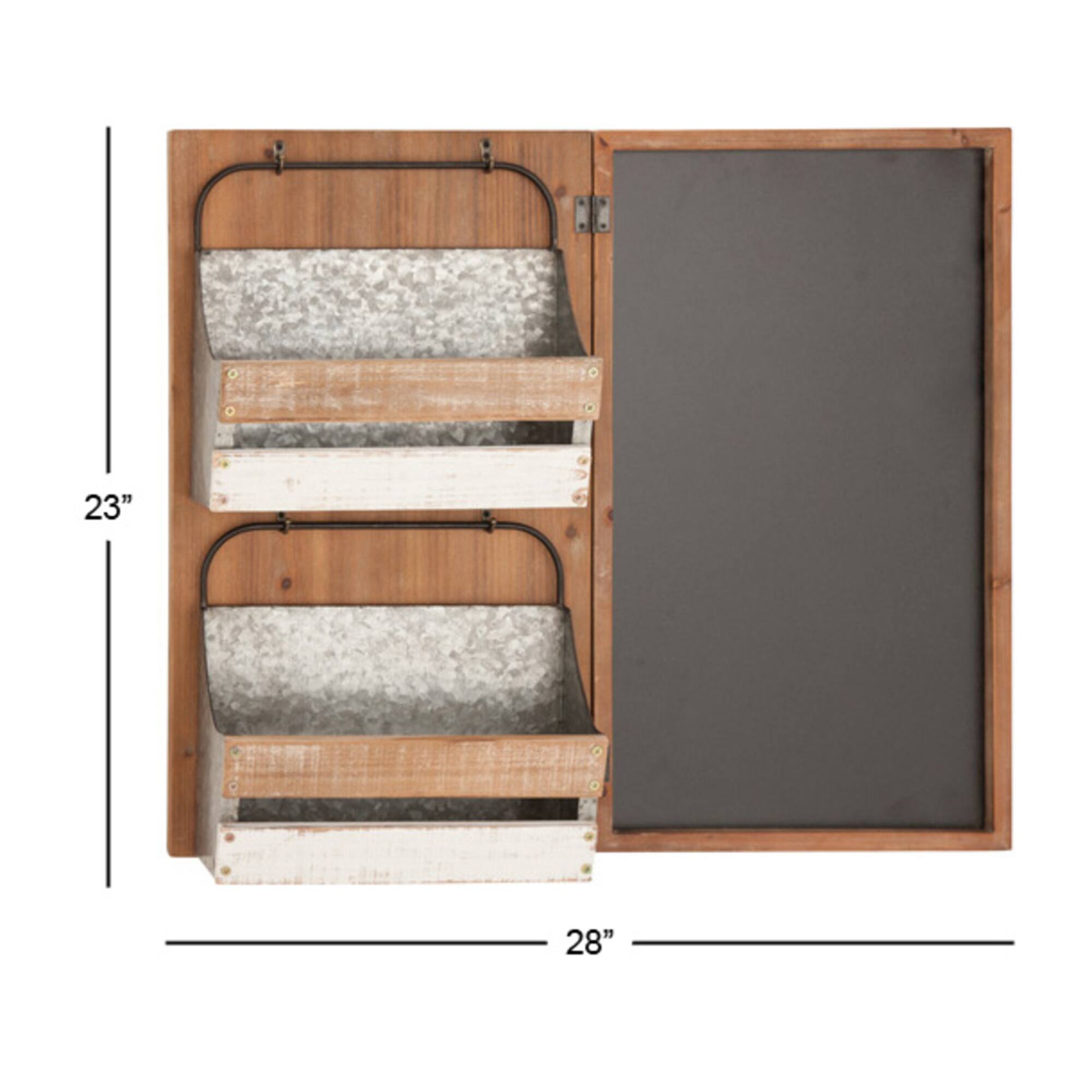 28" Brown Wood Farmhouse Magazine Rack Holder